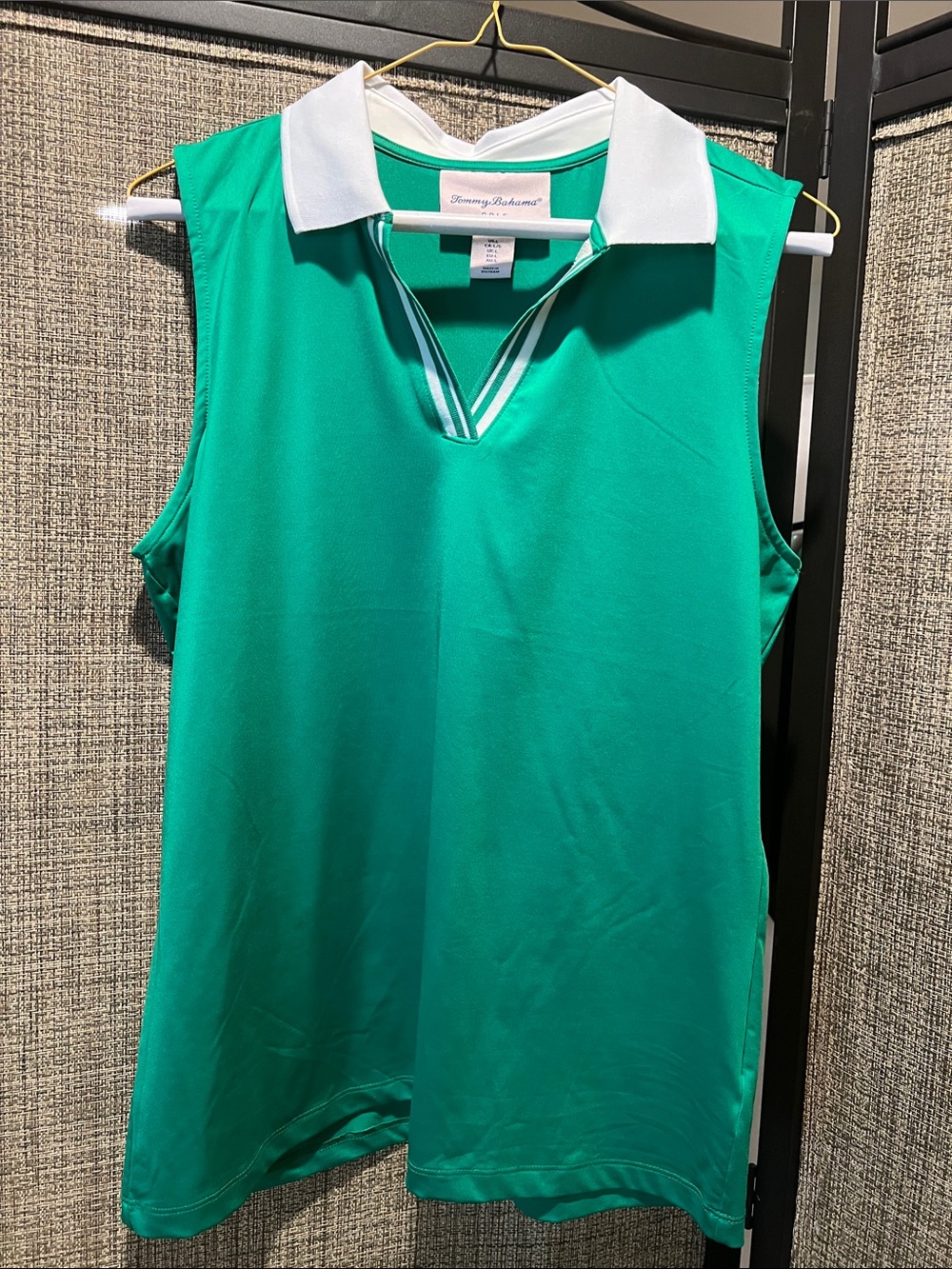 Tommy Bahama Green Sleeveless Polo with White Collar
